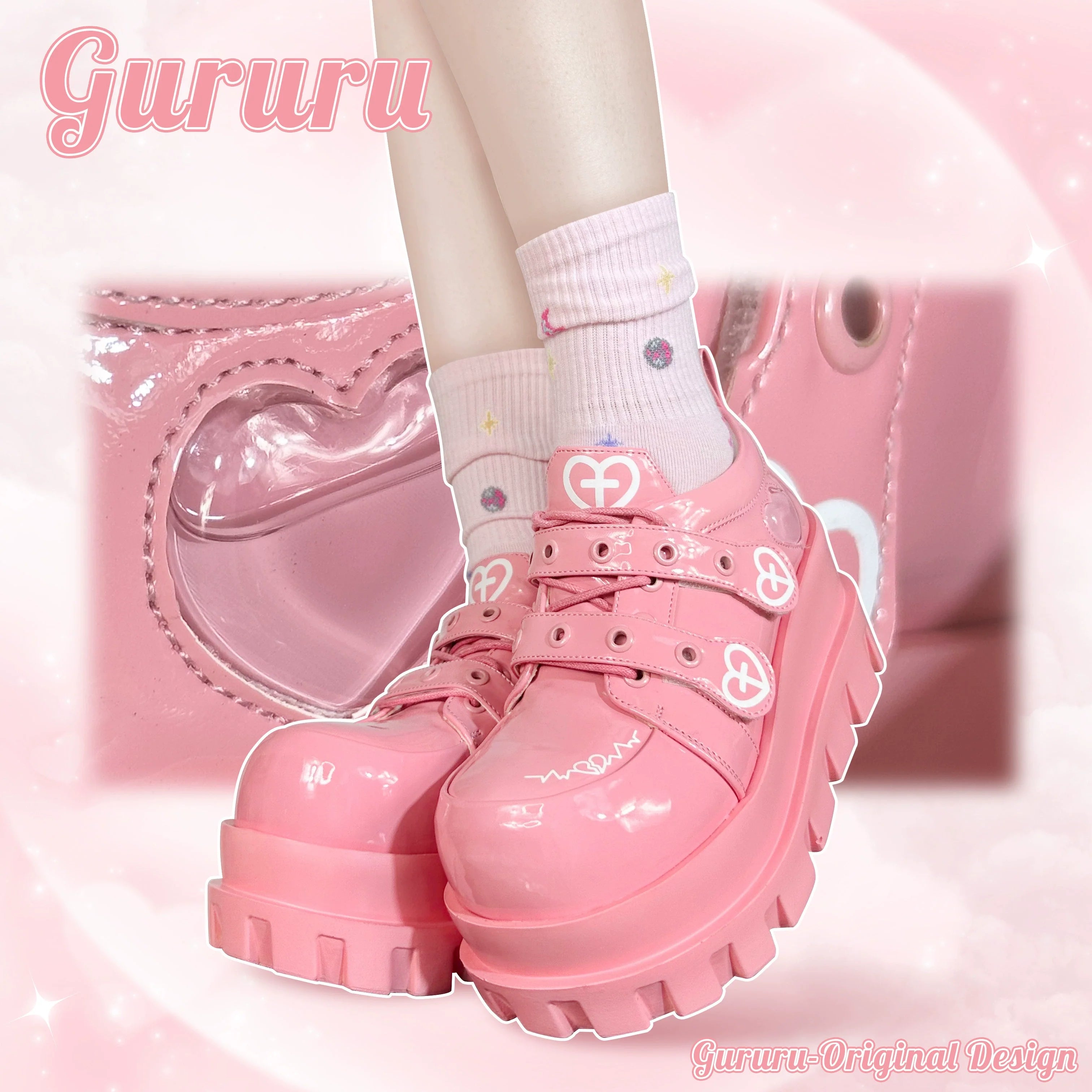 telepathy GURURU original punk water injection love cross macaron subculture platform shoes