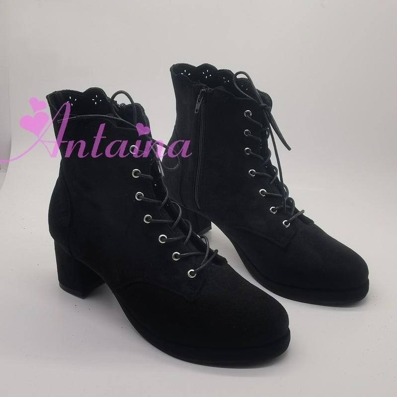 Antaina - Retro Lolita Shoes High Heel Suede - Shoes Petal Shaped Topline Customized Shoes