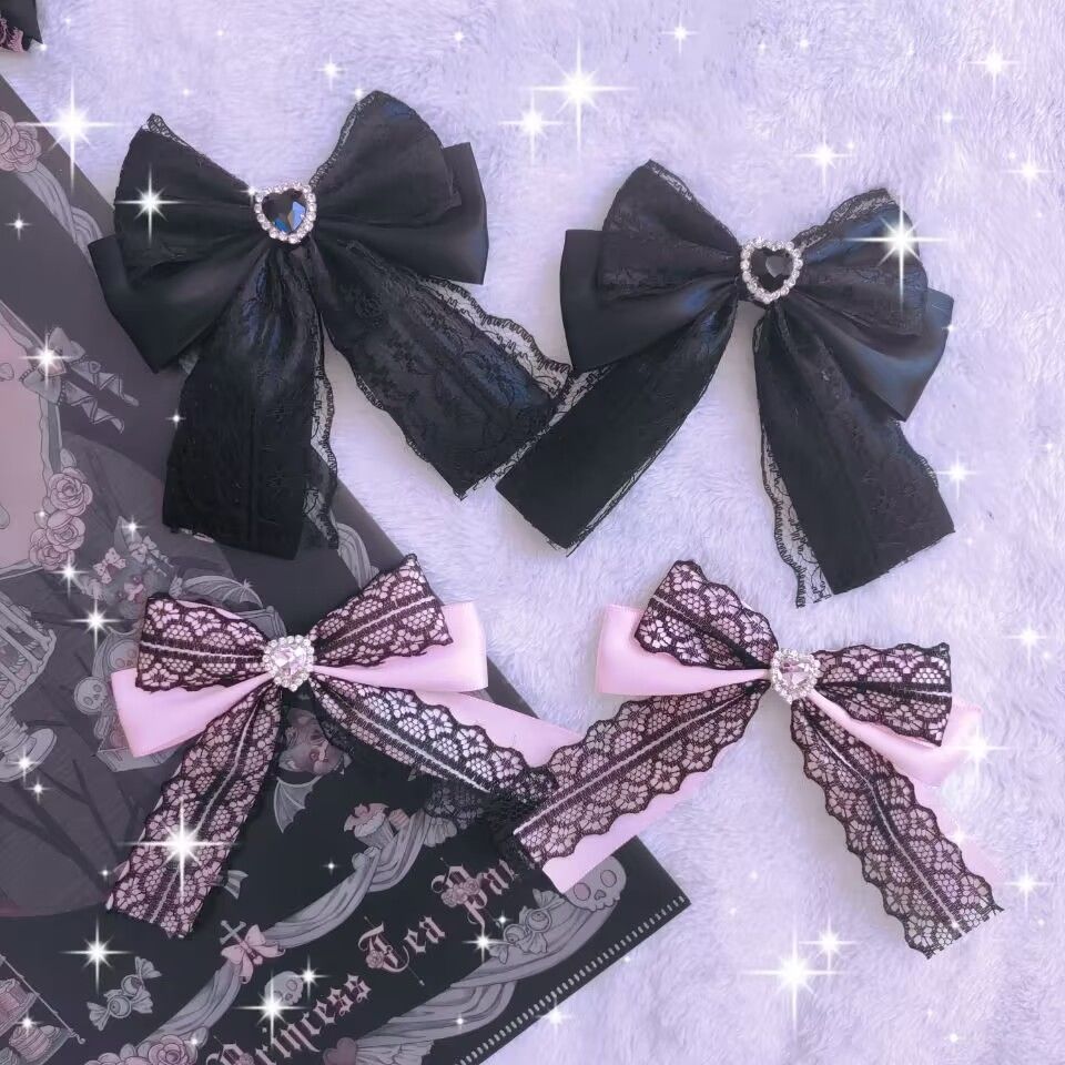 Multiple Styles One Price Lace Series Mass-Produced Bow Lace Trim English Rhinestone Sweet Cool Hair Accessories Lolita - Lolita Fetch