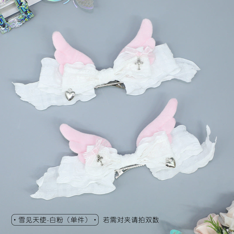 Subculture Bow Hair Clip - Handmade Wings Girls Double Ponytail Clip - Lolita Fetch