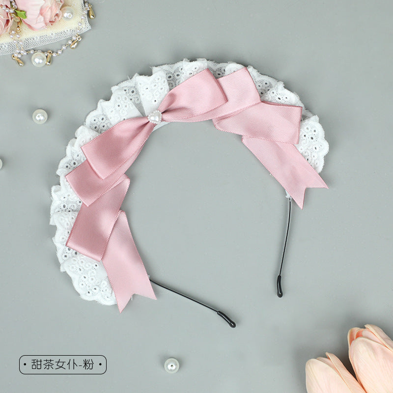 Anime Lolita Headwear - Lace Maid Bow Hairpin Cosplay Exhibition