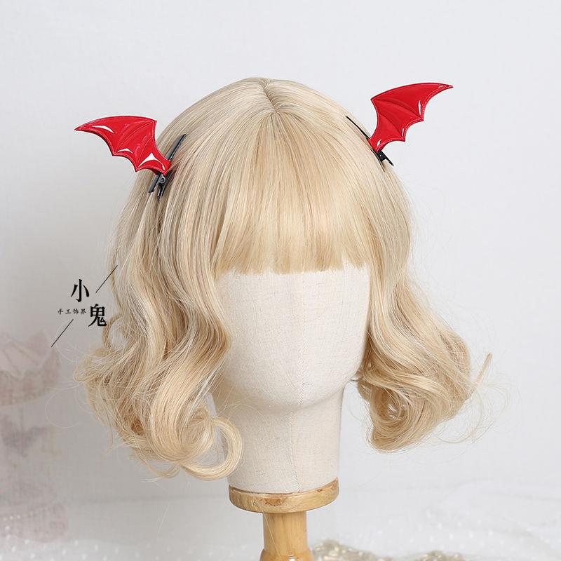 Black Wings Demon Hair Clip Bat Side Clip Halloween Headwear Bow Hair Accessory Lolita Gothic