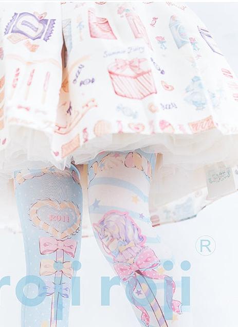 Roji Roji - Fairy Kei Sweet Lolita Print - Stockings Socks