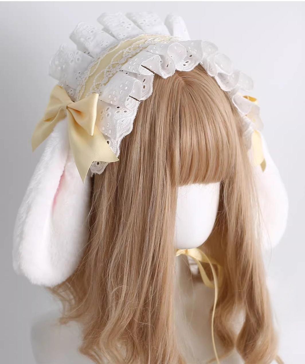 Xiaogui - Lace Lolita Hairband - 2-in1 Bunny Ear Hairband Headwear