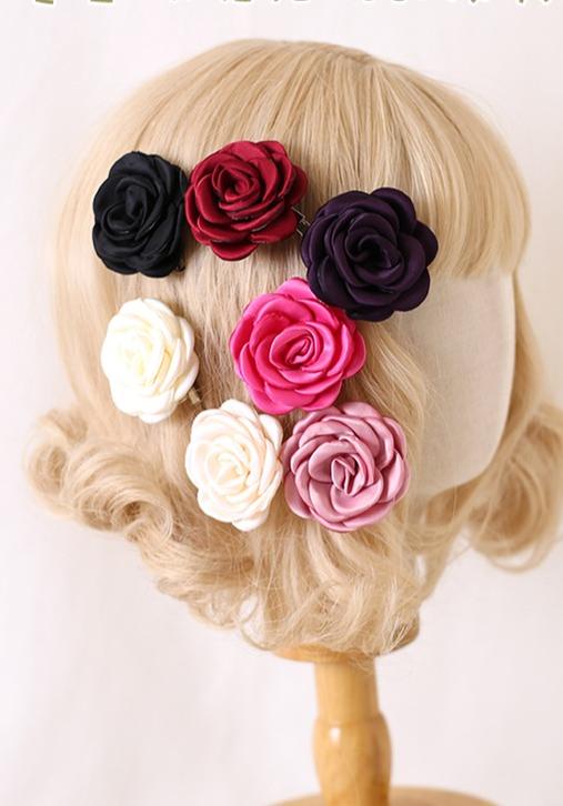 Xiaogui - Retro Lolita Brooch Rose Hairpins - Flower Headdress Headwear