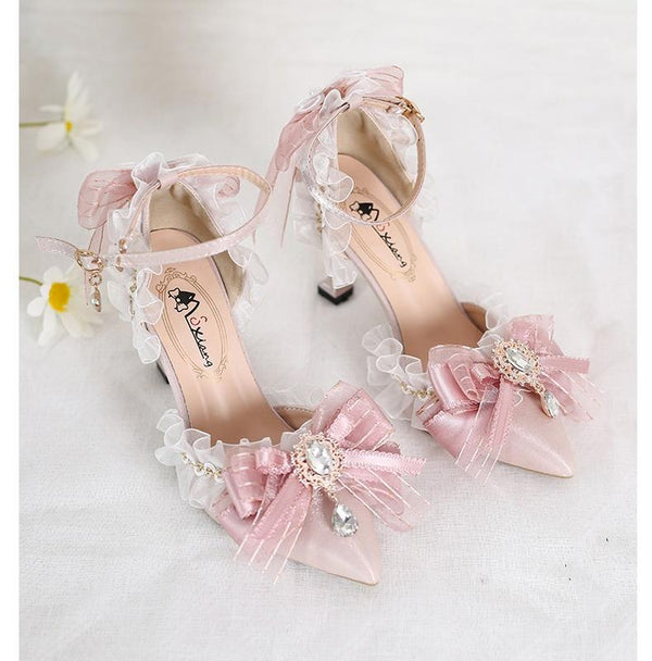 Xiaogui - Wedding Lolita Pointed Toe High - Heels Shoes Shoes