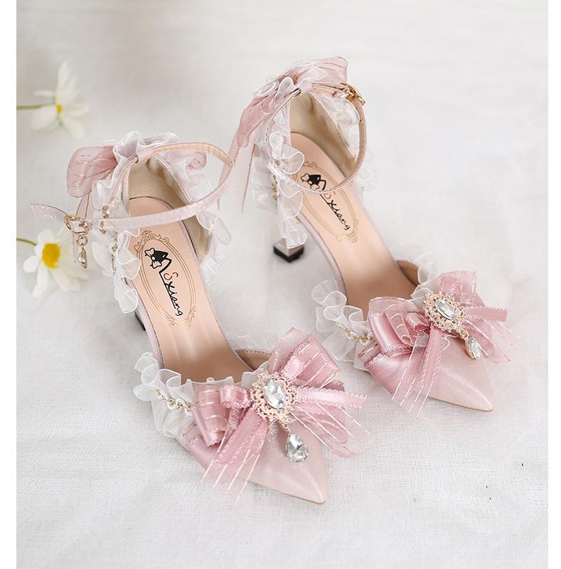 Xiaogui - Wedding Lolita Pointed Toe High - Heels Shoes Shoes