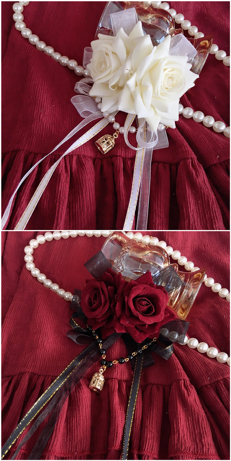 Lolita Gothic Wedding KC Hair Clip Lace Rose Bow Halloween Hair Accessory