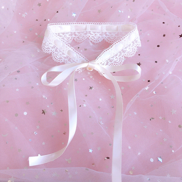 Gentle French Sweetheart Lolita Girl ChokerHomemade Lace Tie Collar
