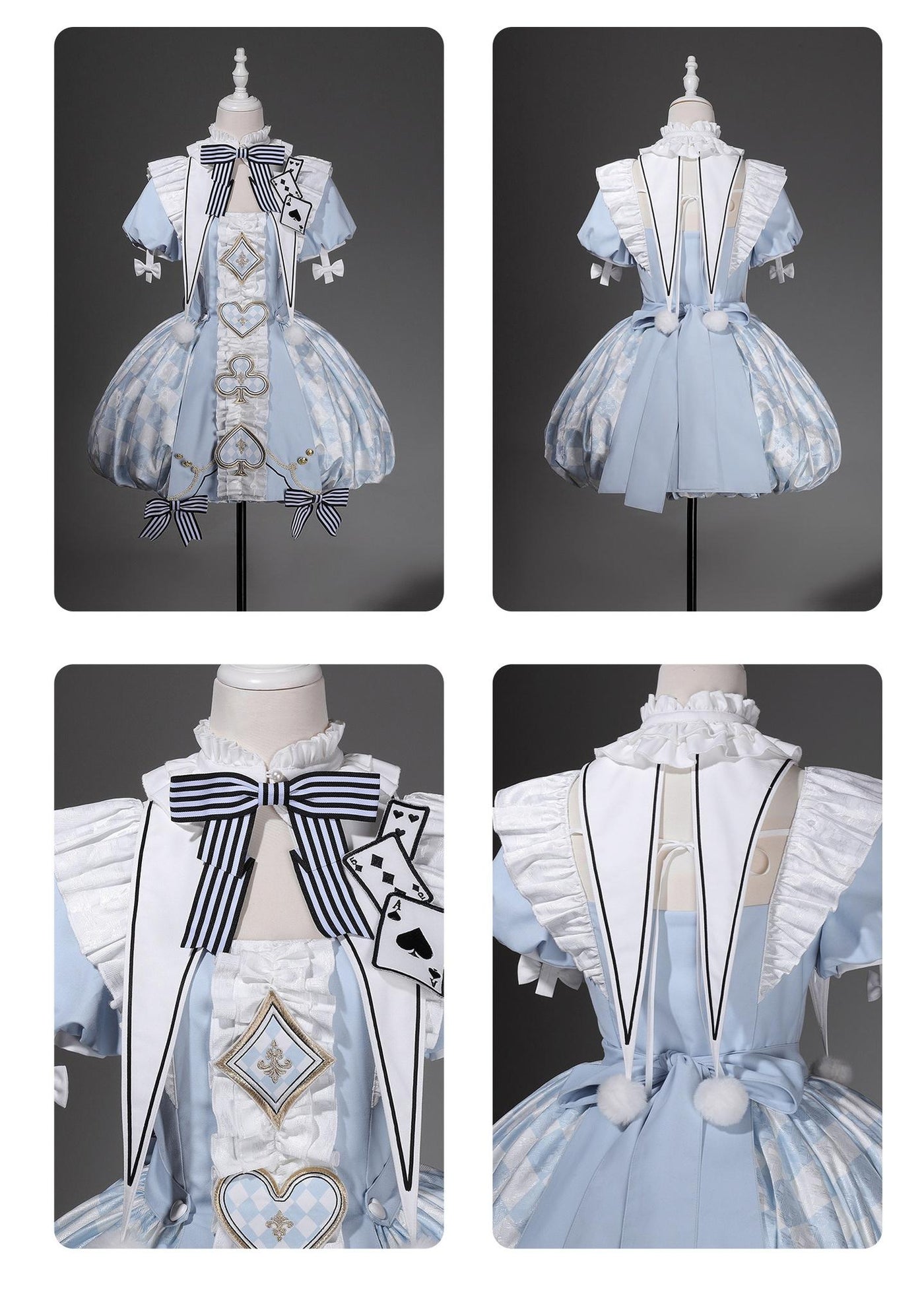 Letters from Unknown Star - For Alice - Doll-like Lolita Jacquard OP Dress Set, Elastic Bubble Hem