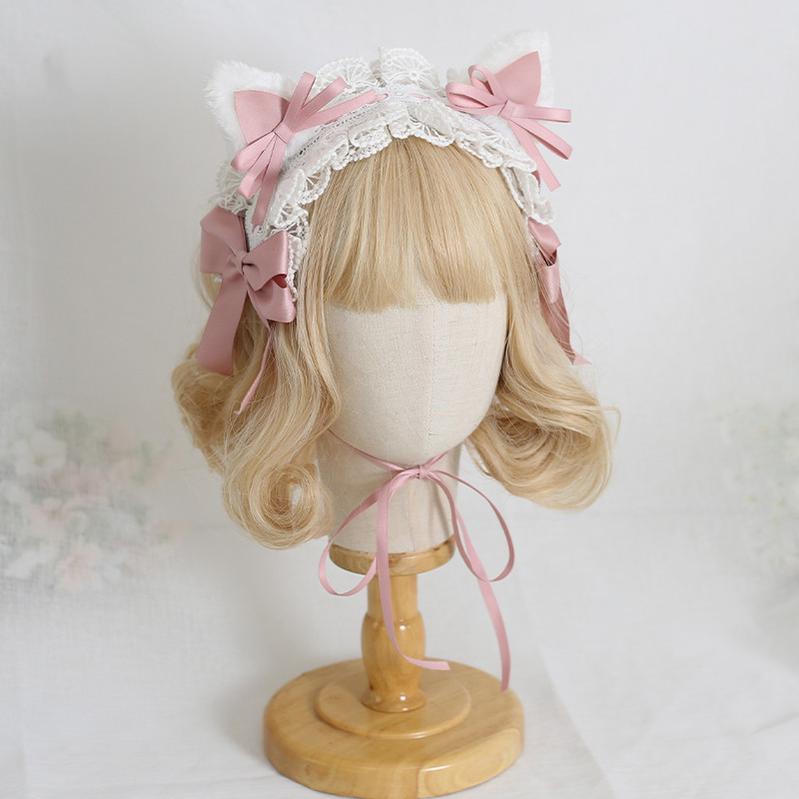 Xiaogui - Sweet Lolita Cat Ear Bow Headband - Headwear