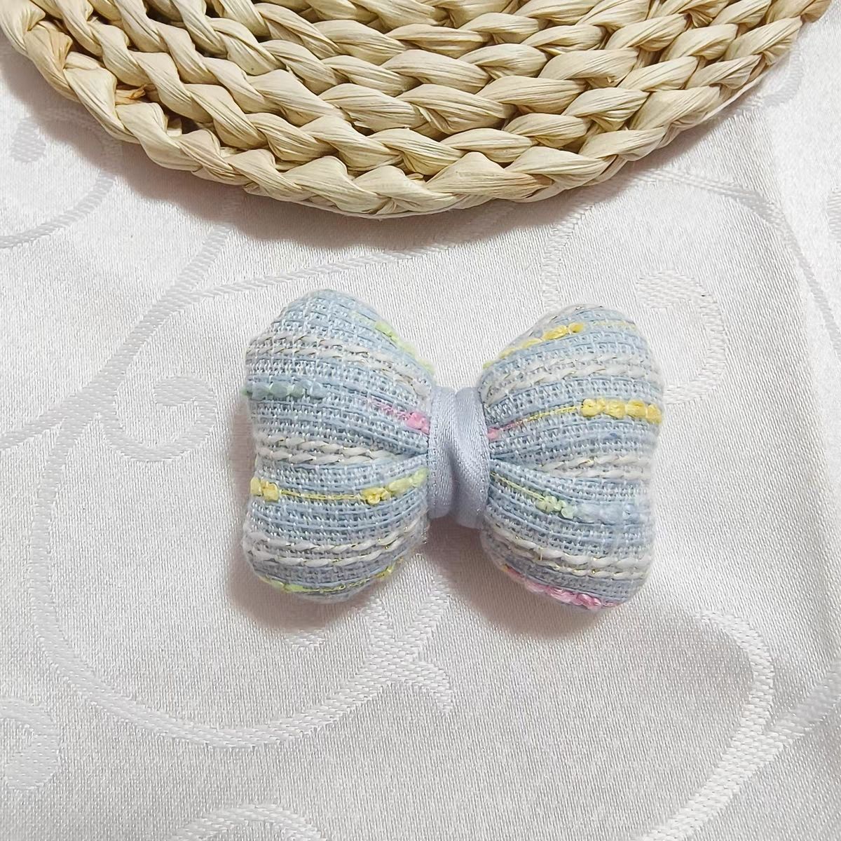 Handmade - Color-Block Fabric Bow - Brooch or Accent - detail view 12