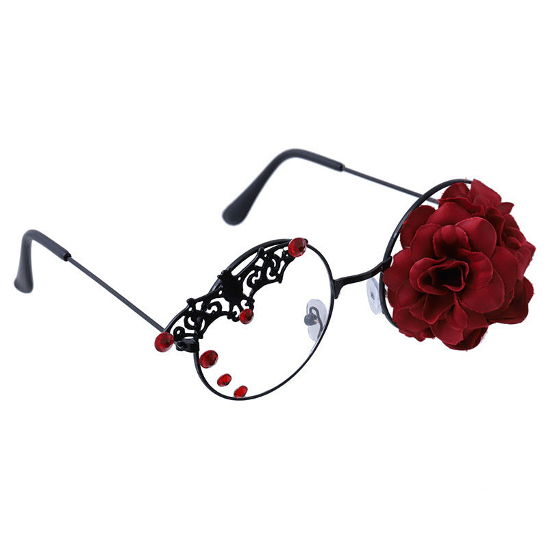 Accessories Lolita Rose Heart Wings Steampunk Bat Rose Gothic Gear Single-Sided Glasses - Lolita Fetch