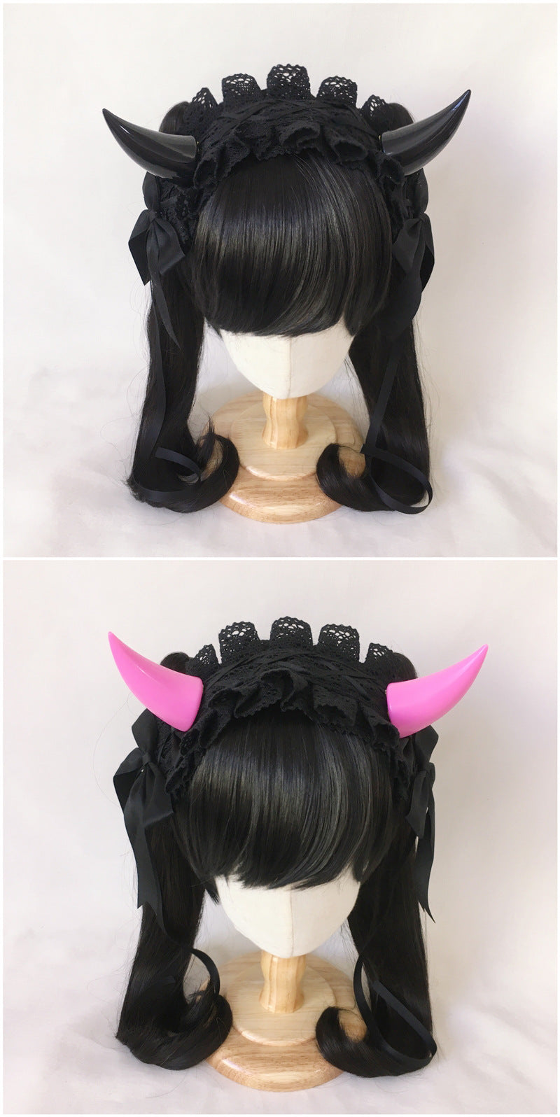 Original Handmade Lolita Multi-color Devil Horn Gothic Headband Multi-layer Lace Trim Hair Accessory
