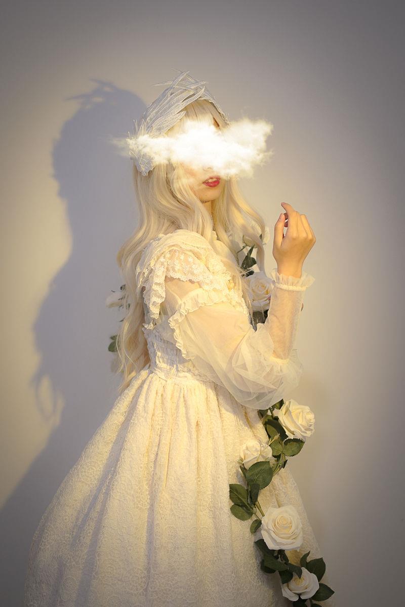 Original Design Angel Wings Lolita Feather Black and White Two-tone Embroidered Hair Clip Styling