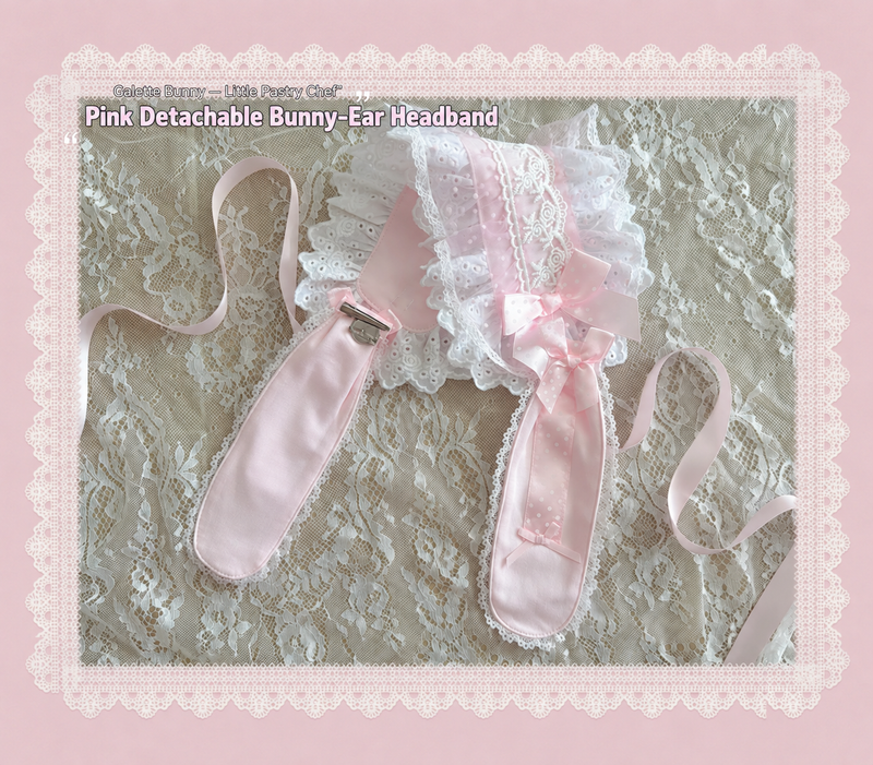 Galette Bunny Little Pastry Chef — Pink Detachable Bunny-Ear Headband