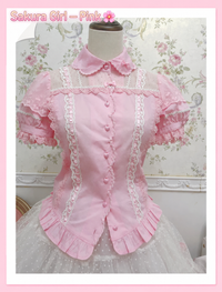 Galette Bunny — Sakura Girl Cotton Short-Sleeve Blouse - Pink / S