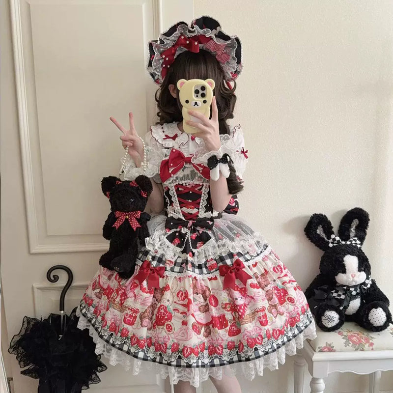 Hanguliang Berry Bunny Bear JSK Dress - Black JSK - product view 10