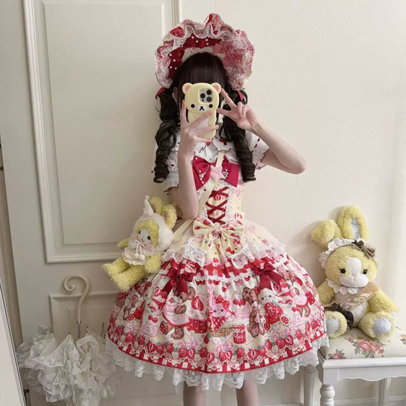 Hanguliang Berry Bunny Bear JSK Dress - Yellow JSK + Gift Box - product view 16