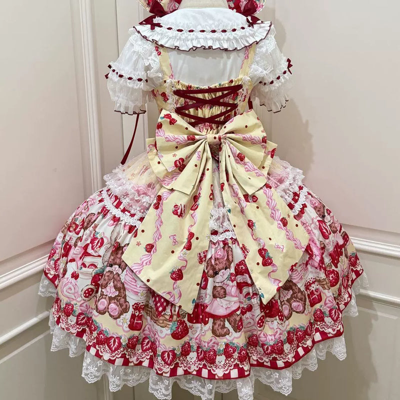 Hanguliang Berry Bunny Bear JSK Dress - Yellow JSK + Yellow Train - product view 21
