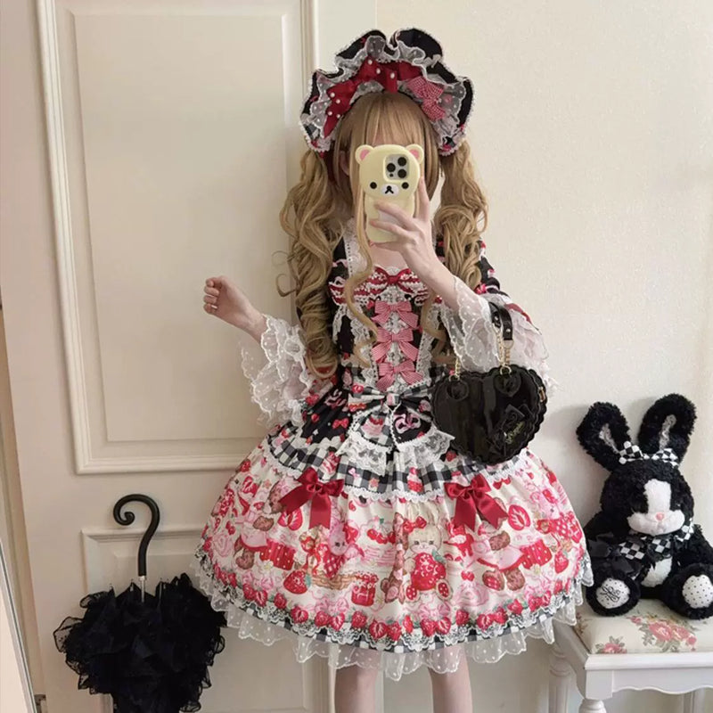 Hanguliang Berry Bunny Bear OP Dress - Black OP Dress + Gift Box - product view 14