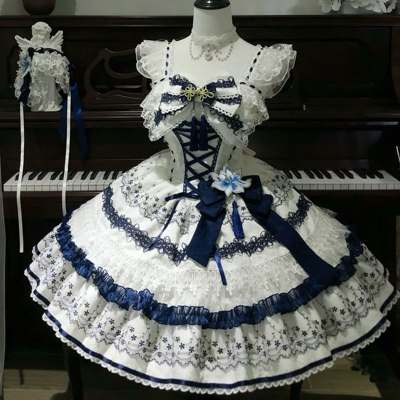Hanguliang Blue Porcelain Ode JSK Dress - Blue JSK + Gift Box - product view 8