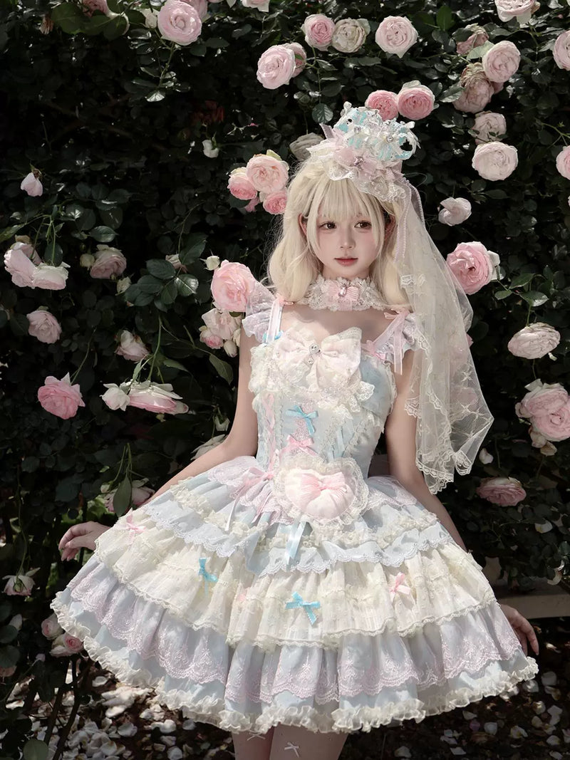 Hanguliang Cloud Whale Dreamweave JSK Dress - Blue JSK + Apricot Train + Gift Box - product view 14