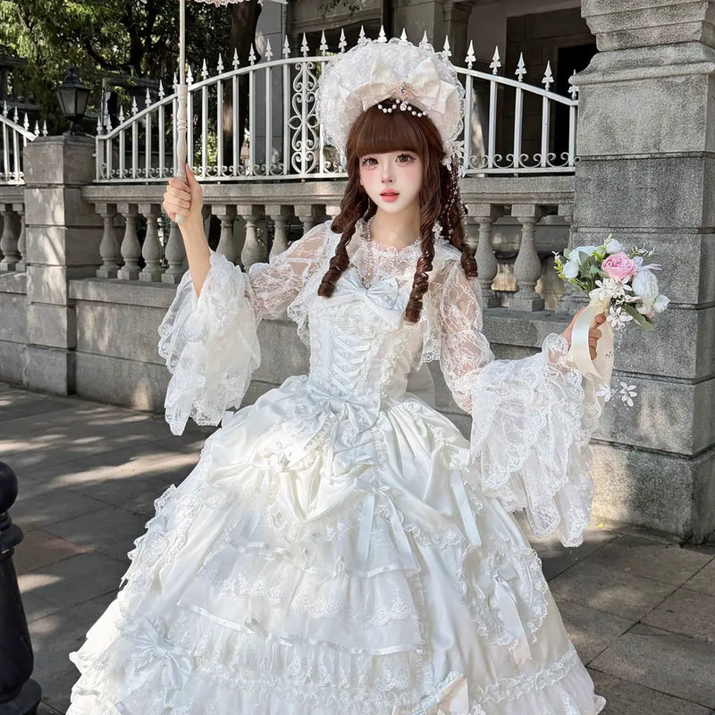 Hanguliang Curtain Poem JSK Dress - White JSK - product view 7