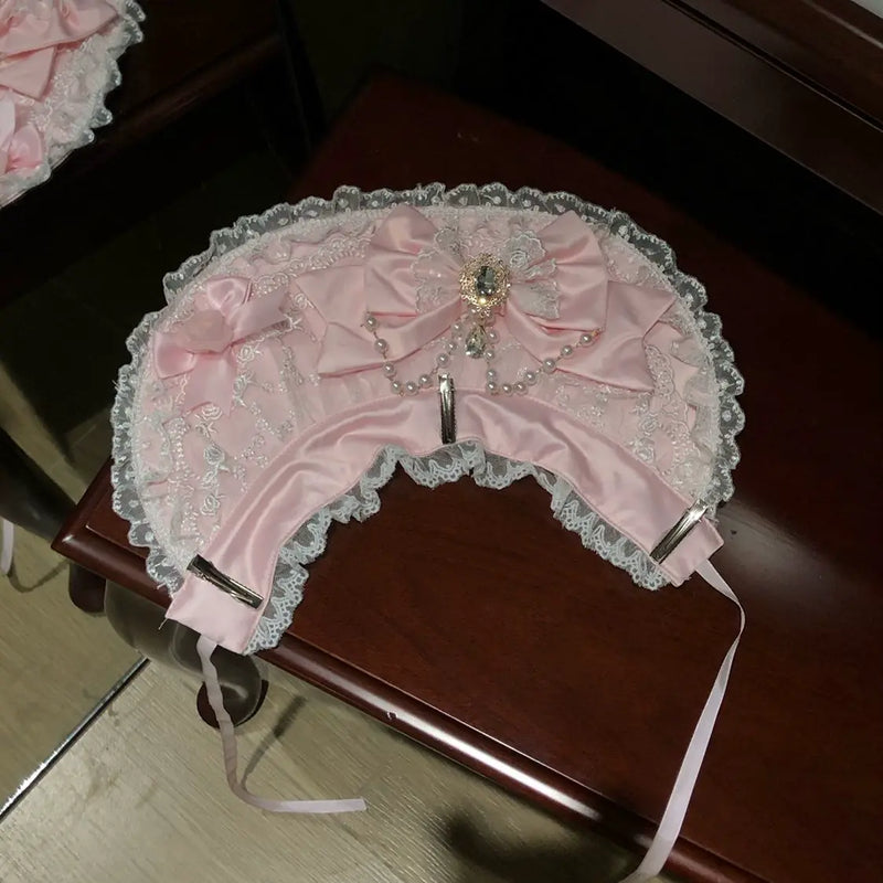 Hanguliang Curtain Poem JSK Dress - Pink JSK + Pink Bonnet - product view 12