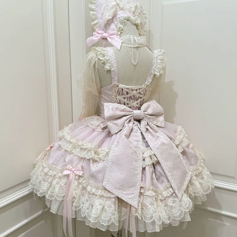 Hanguliang Flower Heart Love JSK Dress - Pink JSK + Pink Train - product view 13