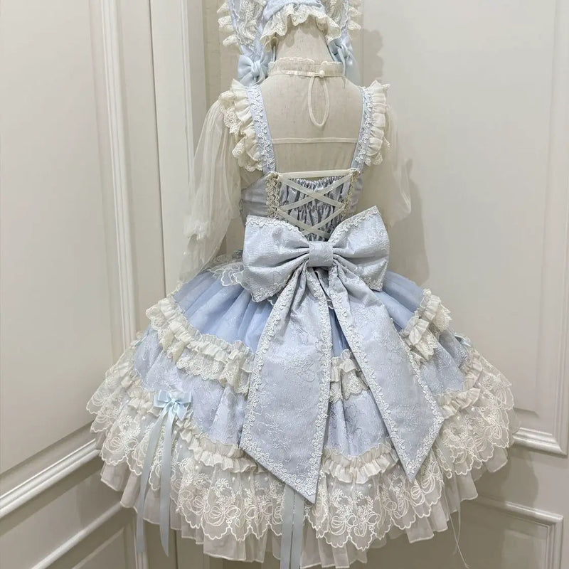 Hanguliang Flower Heart Love JSK Dress - Blue JSK + Blue Train - product view 14