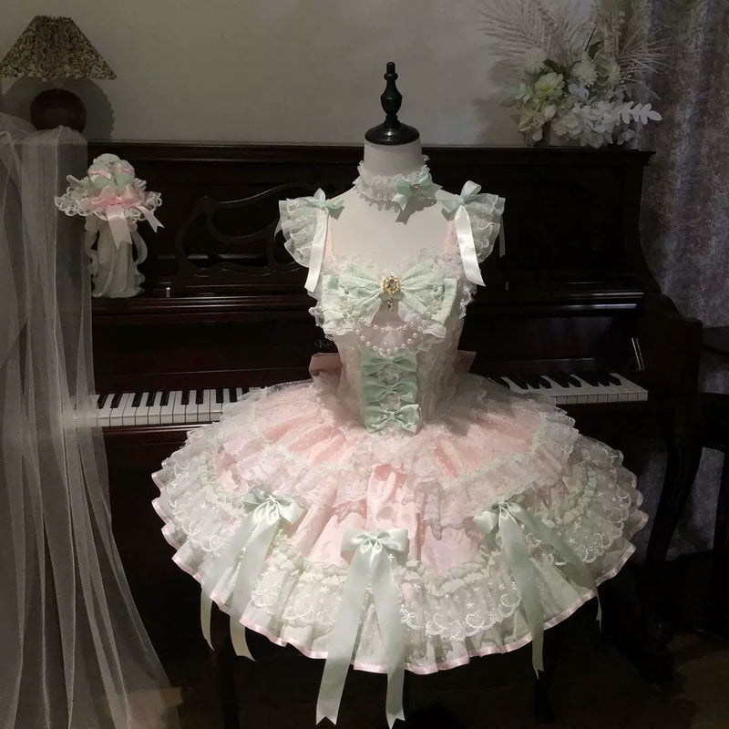 Hanguliang Satin Ballet JSK Dress - Pink JSK - product view 7
