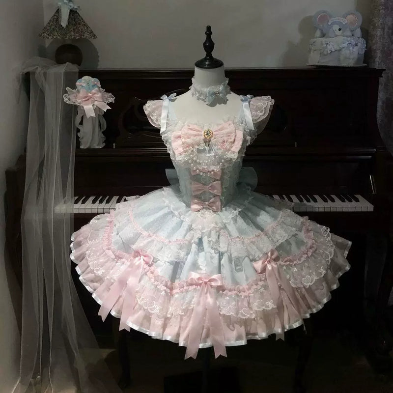 Hanguliang Satin Ballet JSK Dress - Blue JSK - product view 9