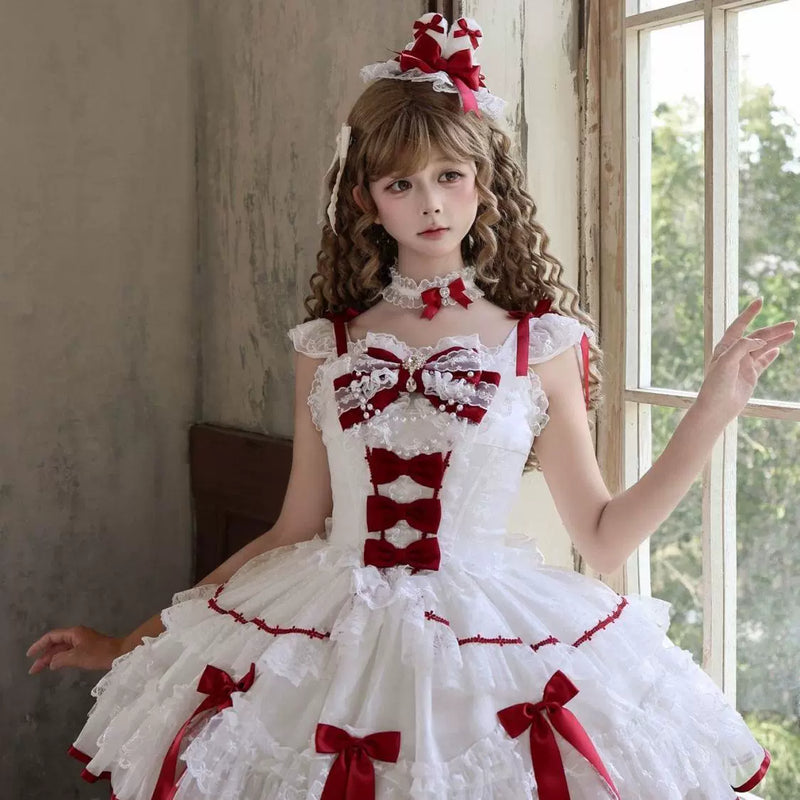 Hanguliang Satin Ballet JSK Dress - White JSK + Gift Box - product view 11