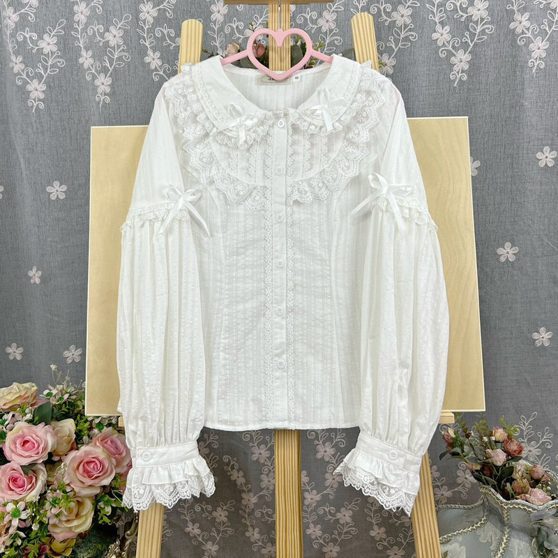 Di Meng Fen Shi Xia Meng Dou blouse - Version 2.0 - Ivory - Long Sleeve