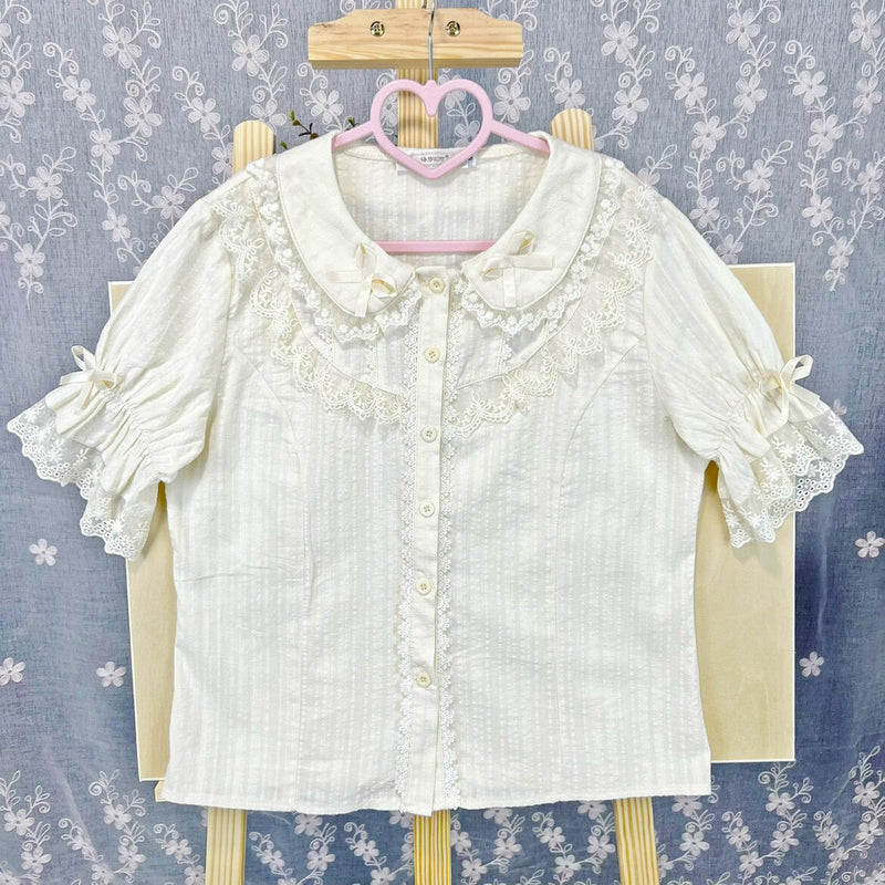 Di Meng Fen Shi Xia Meng Dou blouse - Pale Apricot - Short Sleeve