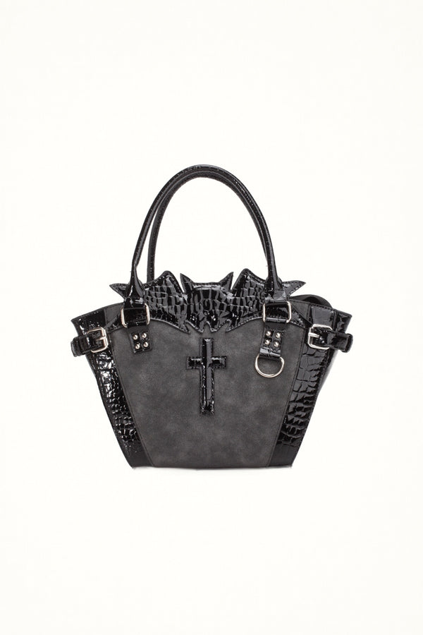 Lolita - Gothic Bat Cross Tote - Medium structured gothic lolita tote