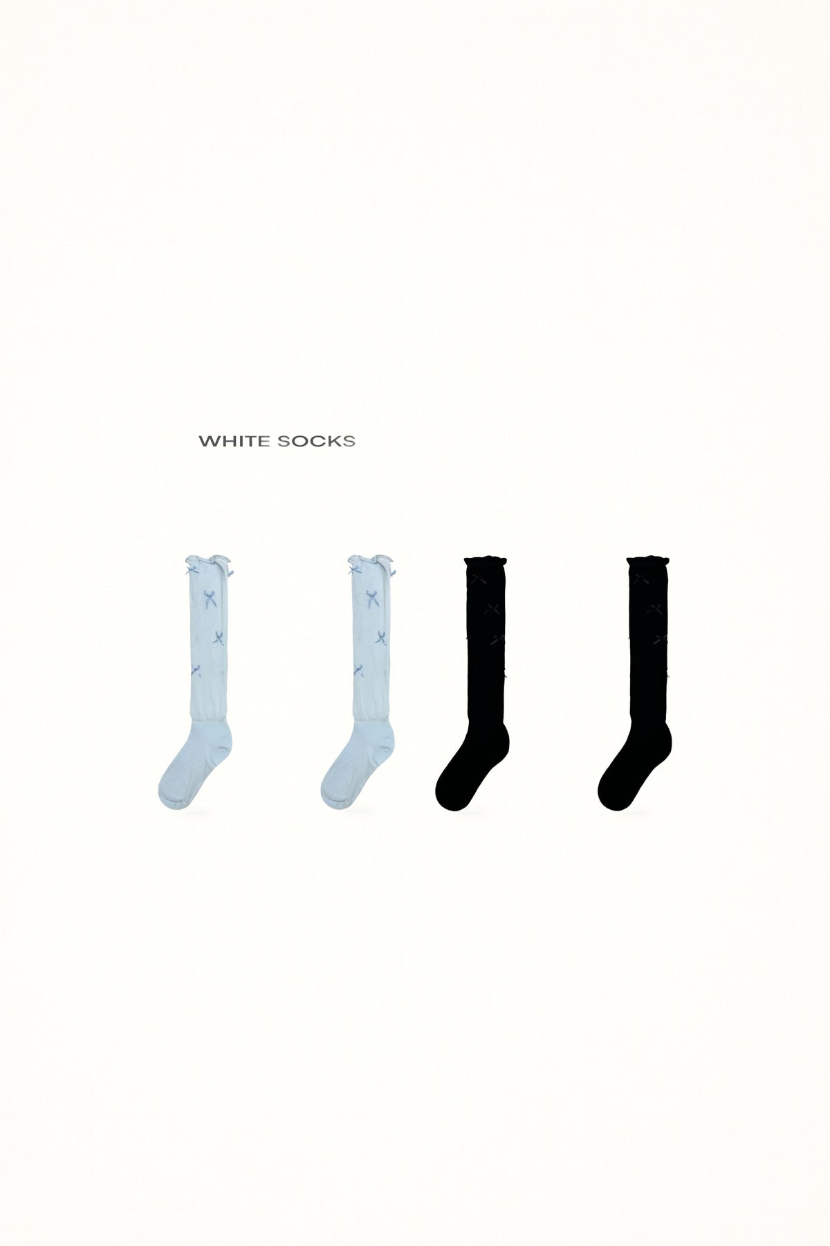White Socks - Bow Slouch Socks - Calf Length