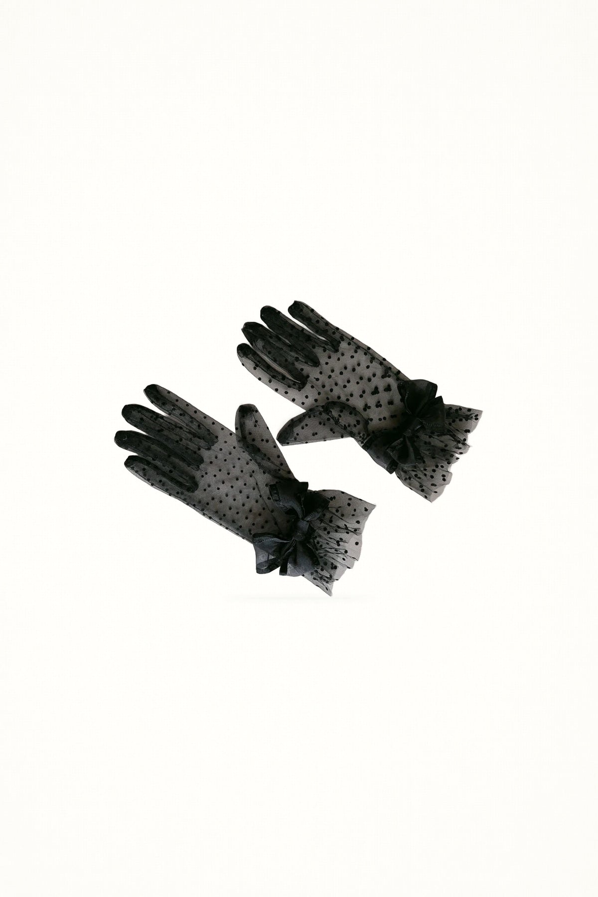Polka Dot Lace Bow Gloves - Gloves & Wristcuffs