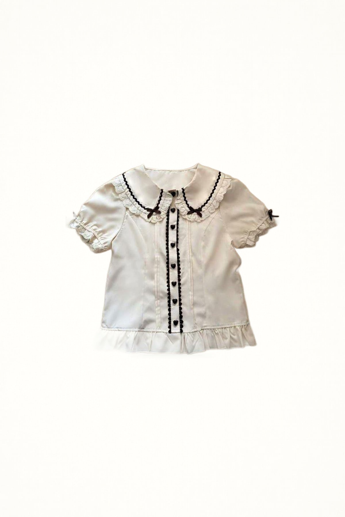 Lolita - Sweet Lolita Blouse - Natural beige blouse with lace-trimmed