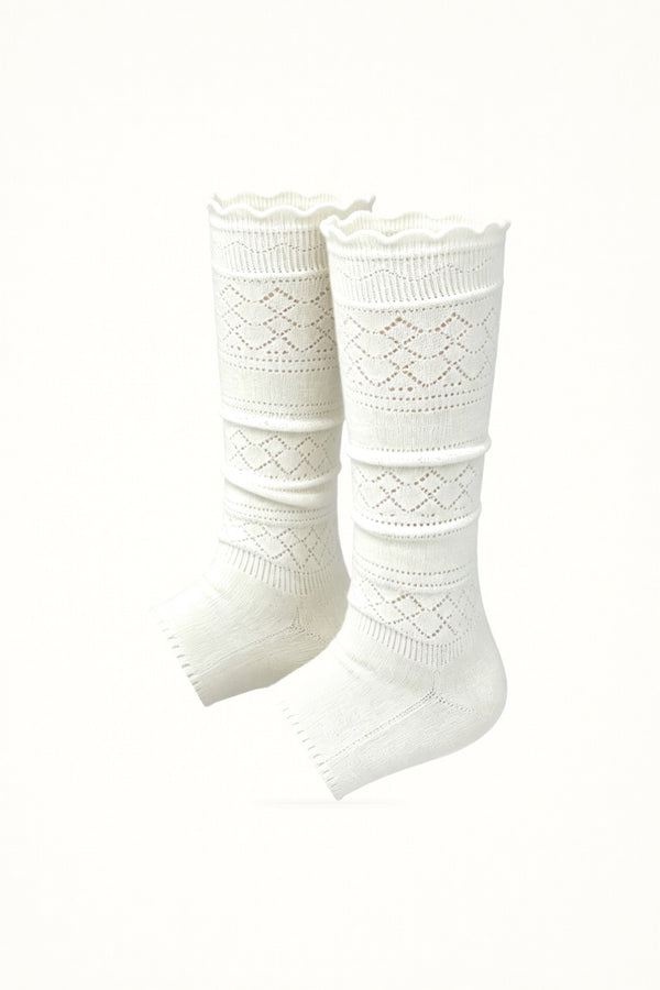 White Socks - Open-Toe Slouch Covers - Mid-Calf