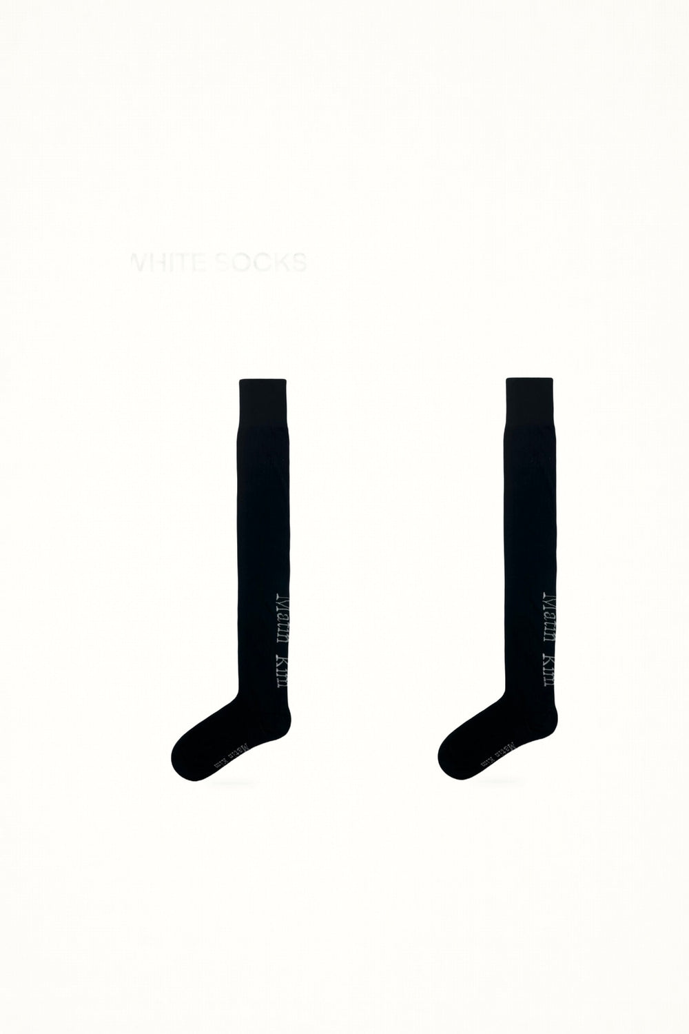 White Socks - Letter Rib - Over-Knee Socks