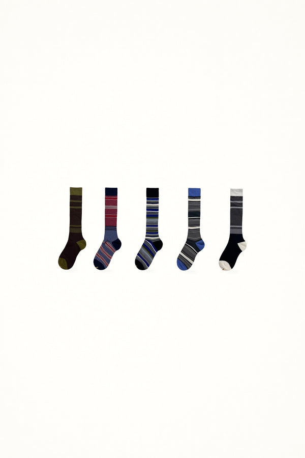 White Socks - Retro Stripe - Colourblock Mid-Calf Socks