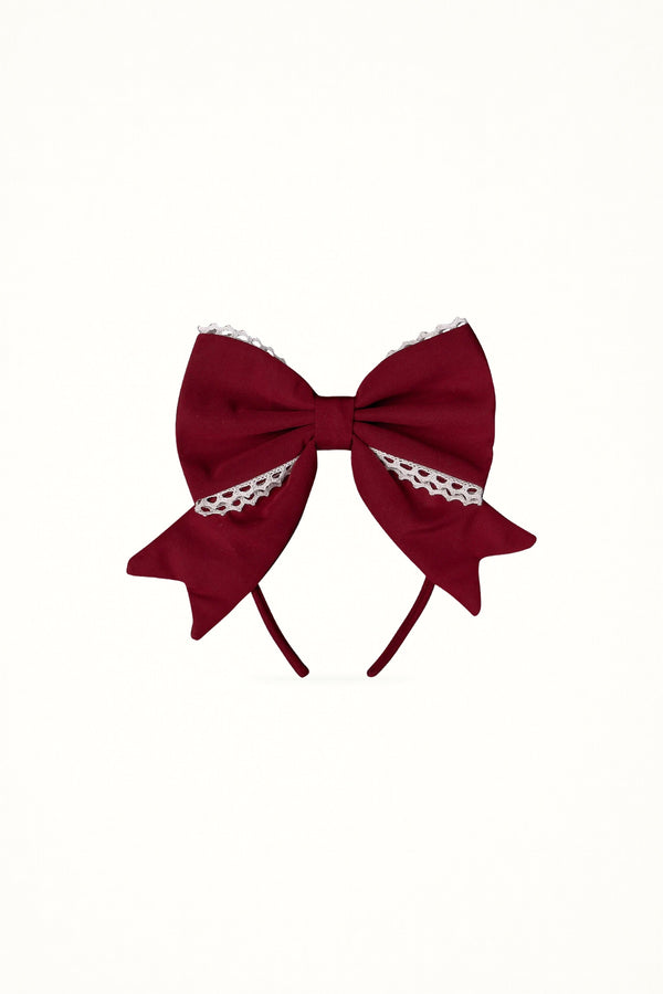 Cotton Lace Bow Headband - Headwear