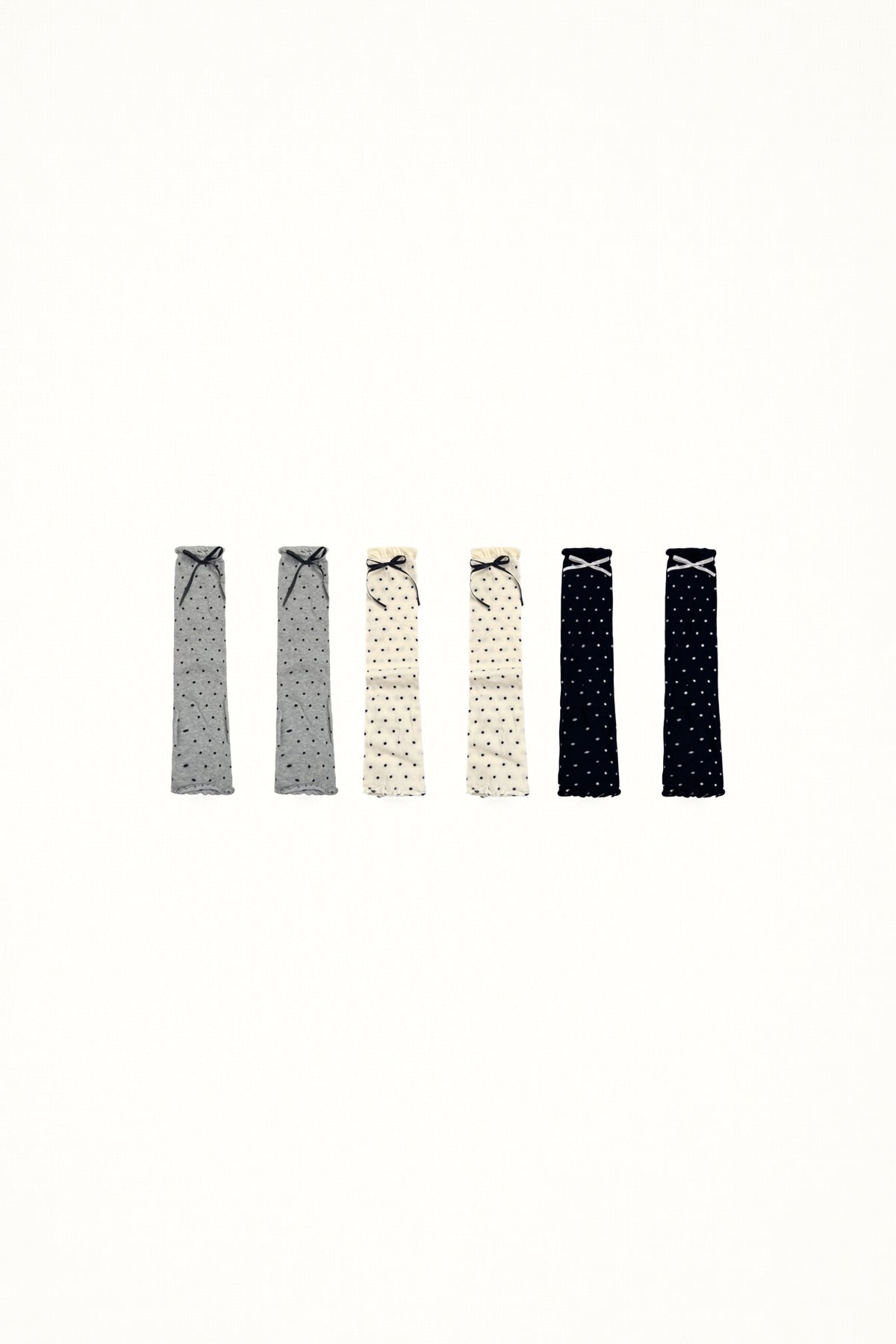 White Socks - Polka Dot Bow - Lace-Trim Leg Warmers