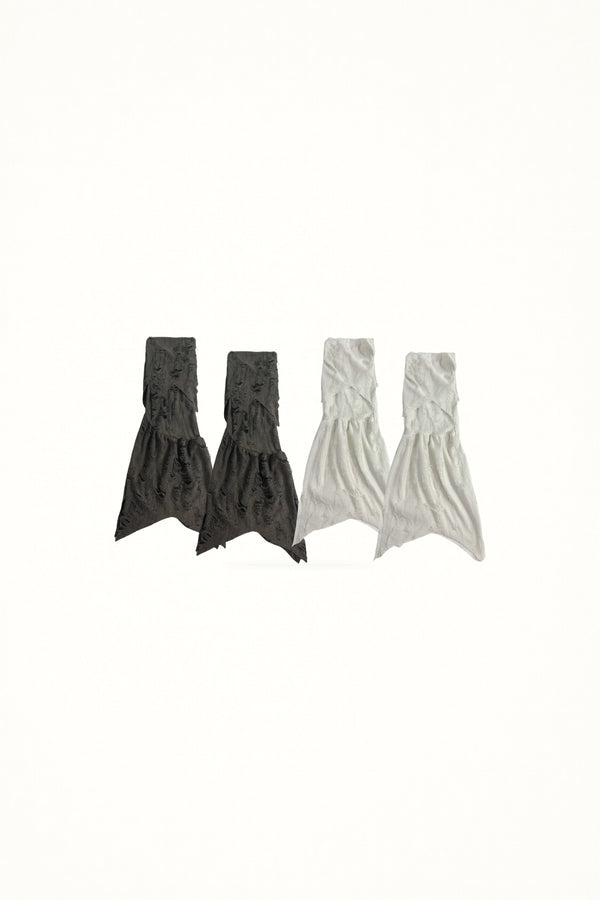 White Socks - Distressed Asymmetric - Leg Gaiters