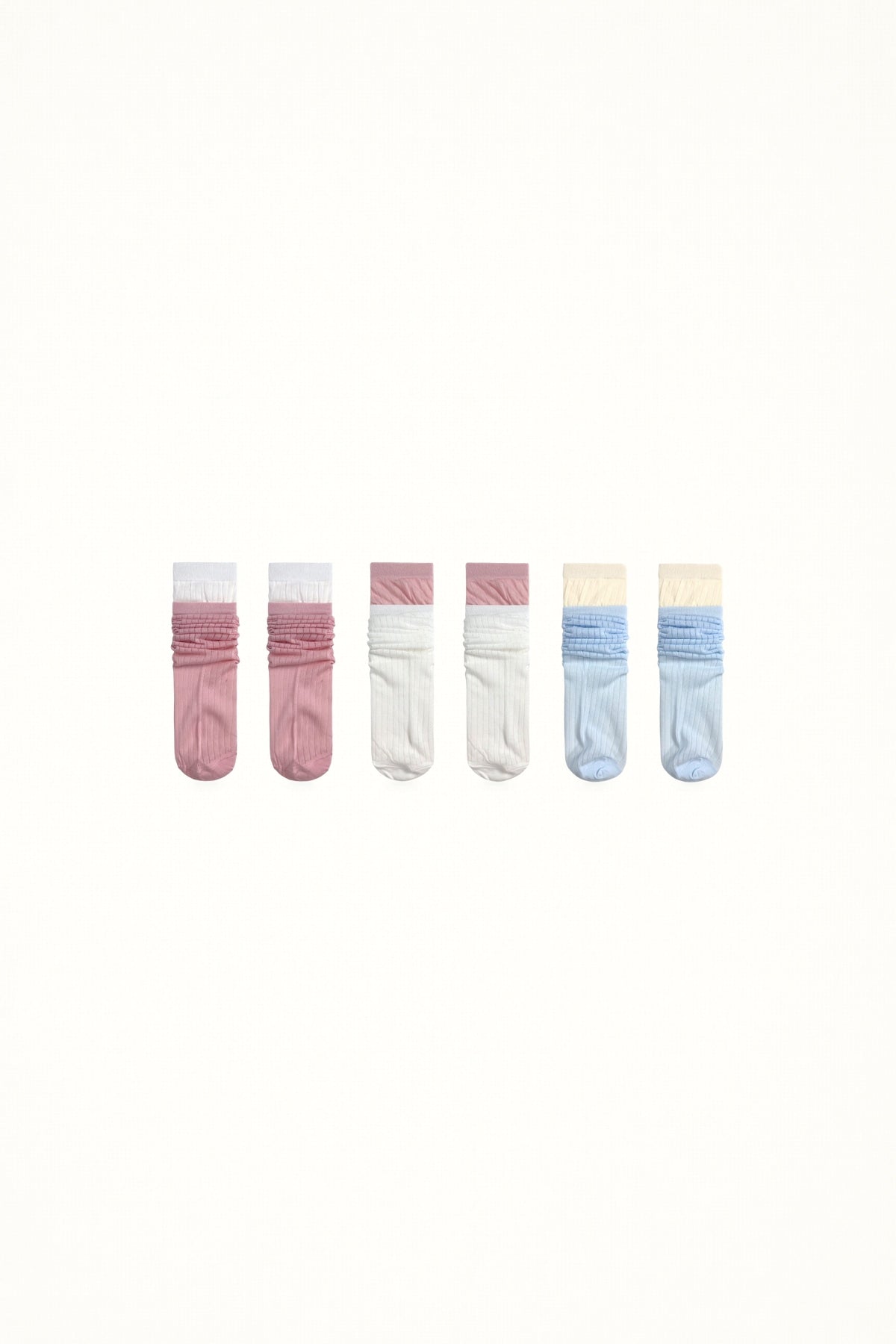 White Socks - Colourblock Stripe - Ribbed Mid-Calf Socks