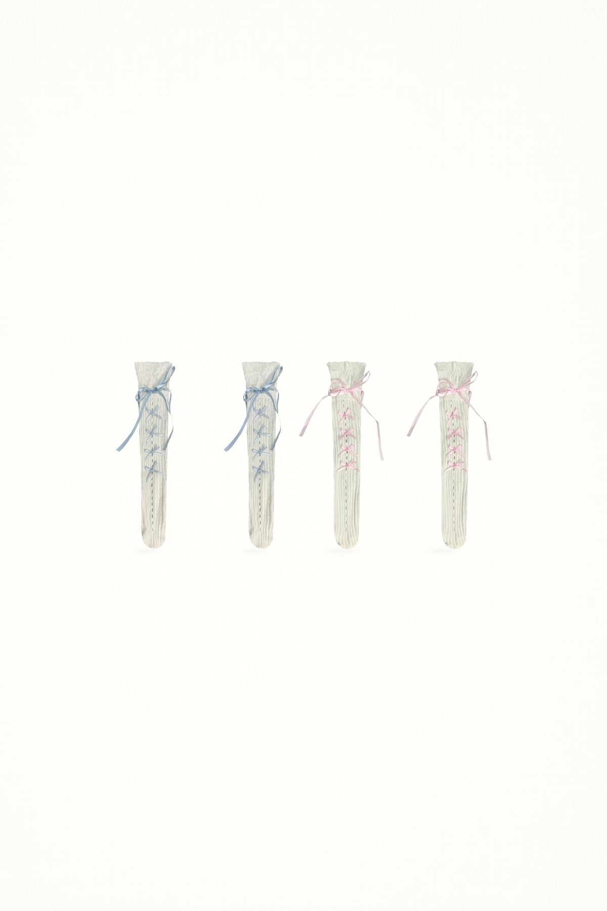 White Socks - Lace-Up Ballet - Mid-Calf Socks