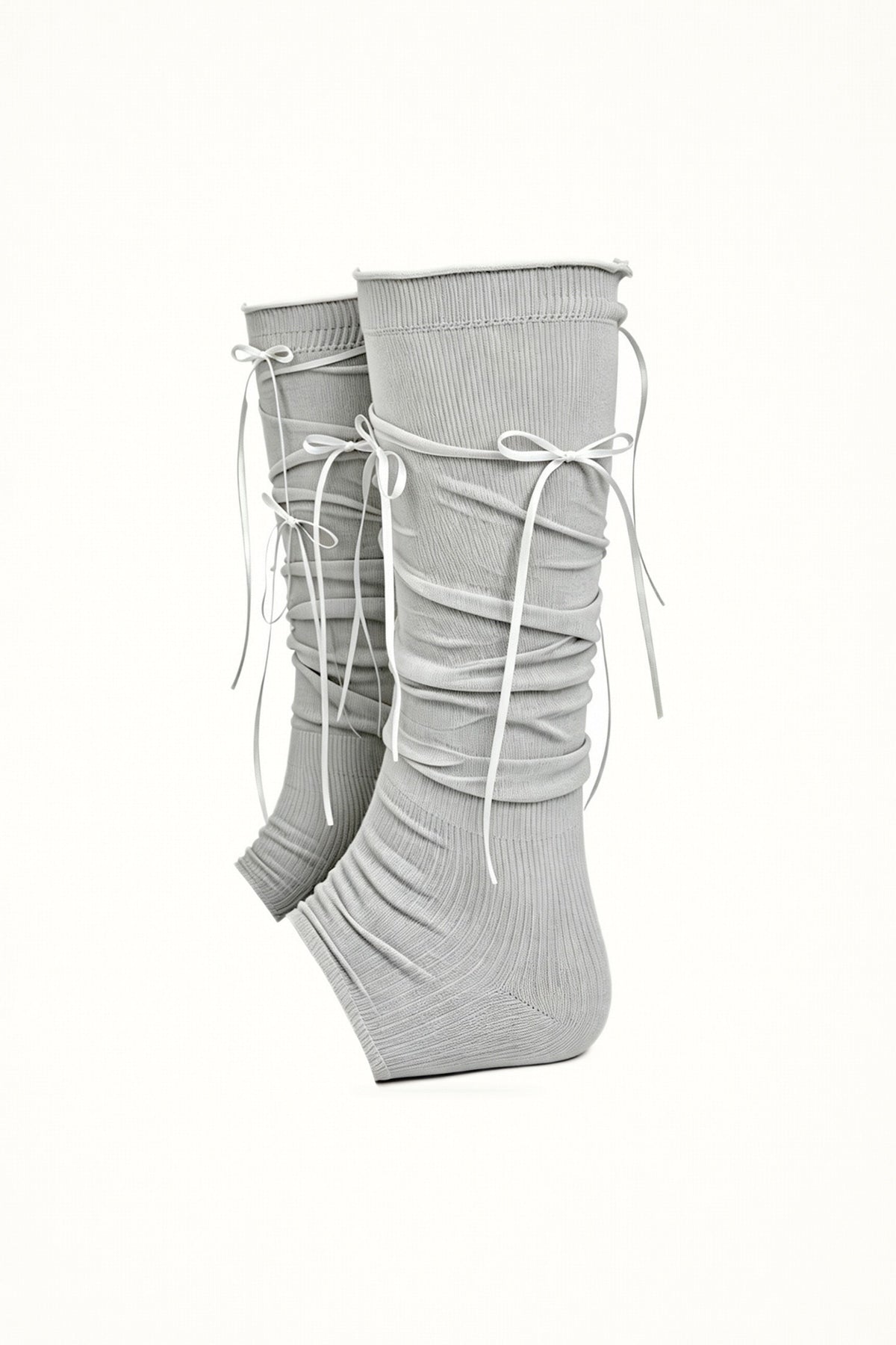 White Socks - Ribbon Slouch Socks - Calf Length