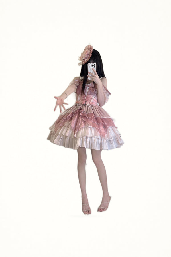 Creamy - Pink Bridal - Layered JSK Dress